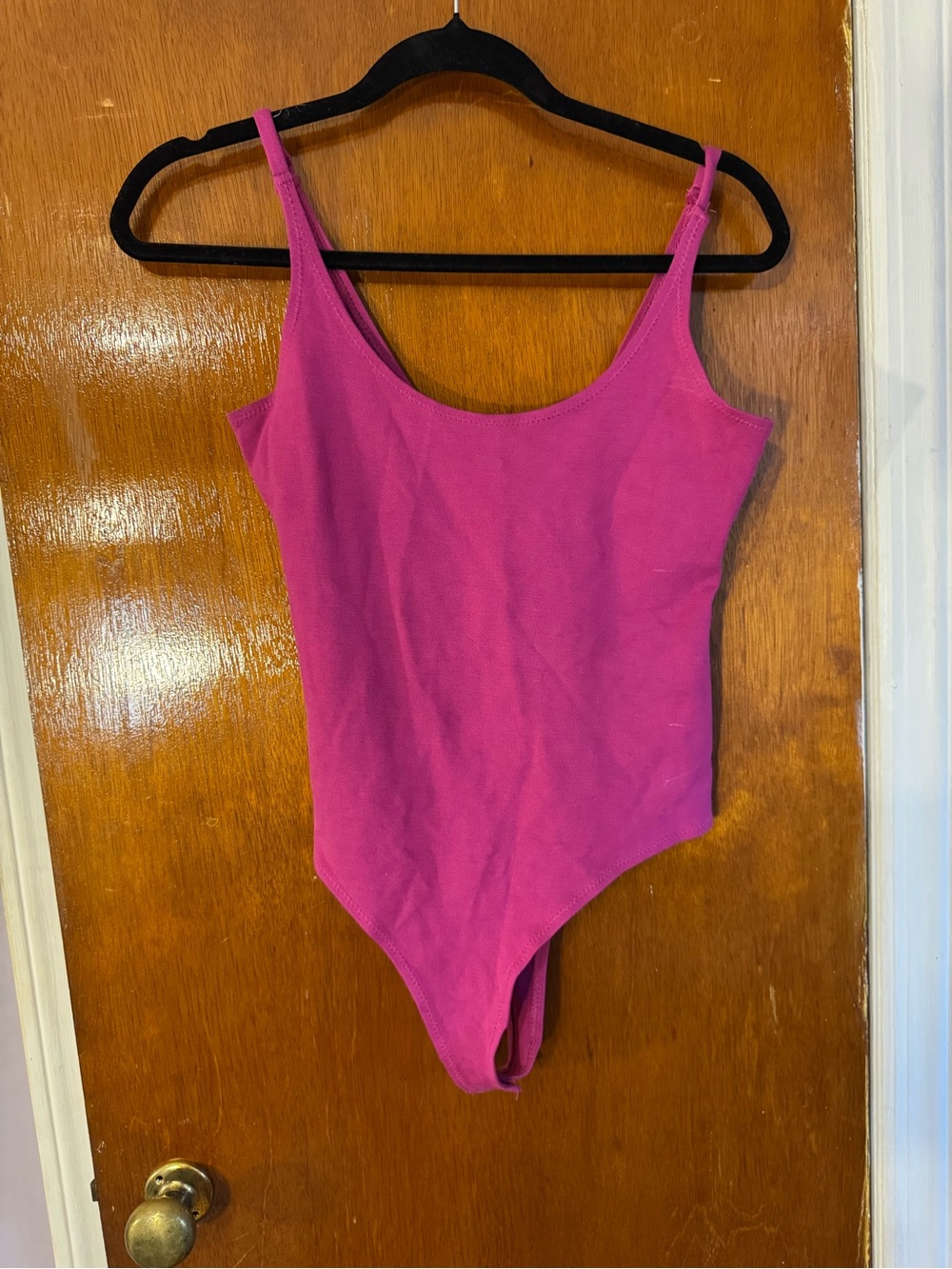 Women’s Fuchsia One-Piece Bodysuit: thong and snaps closed!